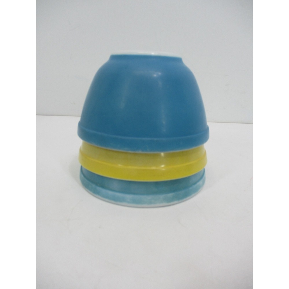 PYREX PRIMARY COLORS YELLOW #401 MIXING BOWL 1 1/2 PT USA Blue no 401 stamped. - Picture 6 of 8